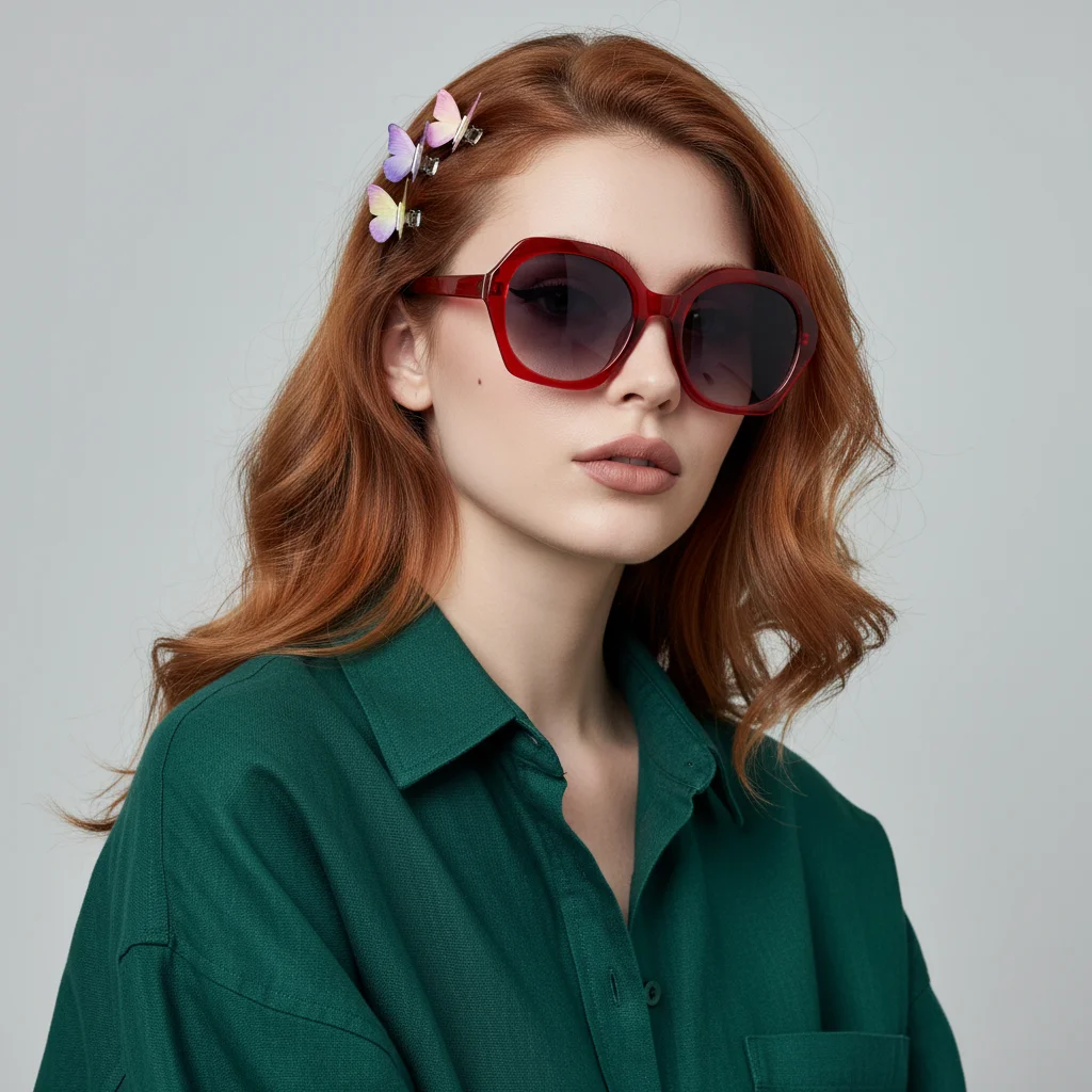 Modische Damen-Sonnenbrille mit Übergroßem Polygonrahmen, Blendschutz, Komfortable Nasenpolsterung und Rutschfeste Bügel