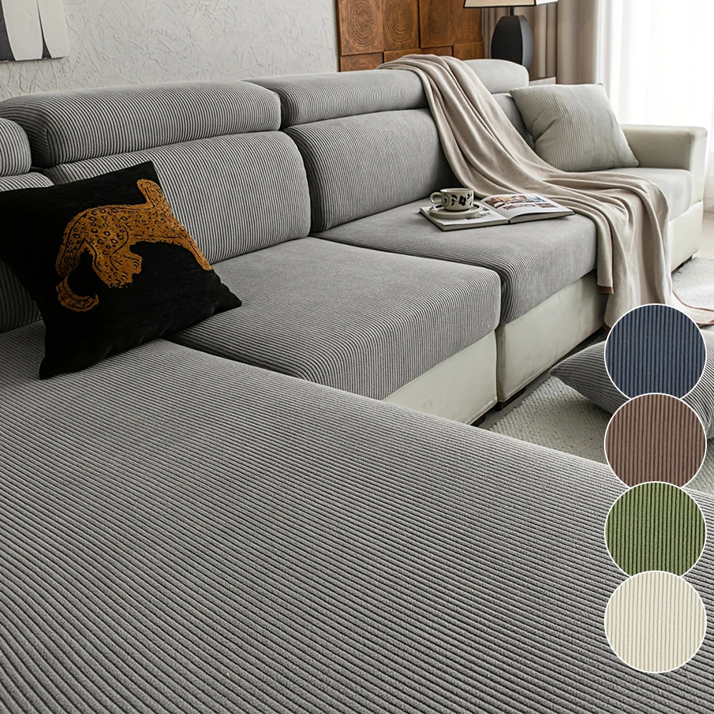 Housses de canapé Jacquard rayées, couleurs unies, housse de siège de canapé sectionnelle élastique, étui amovible, décoration de salon et de maison