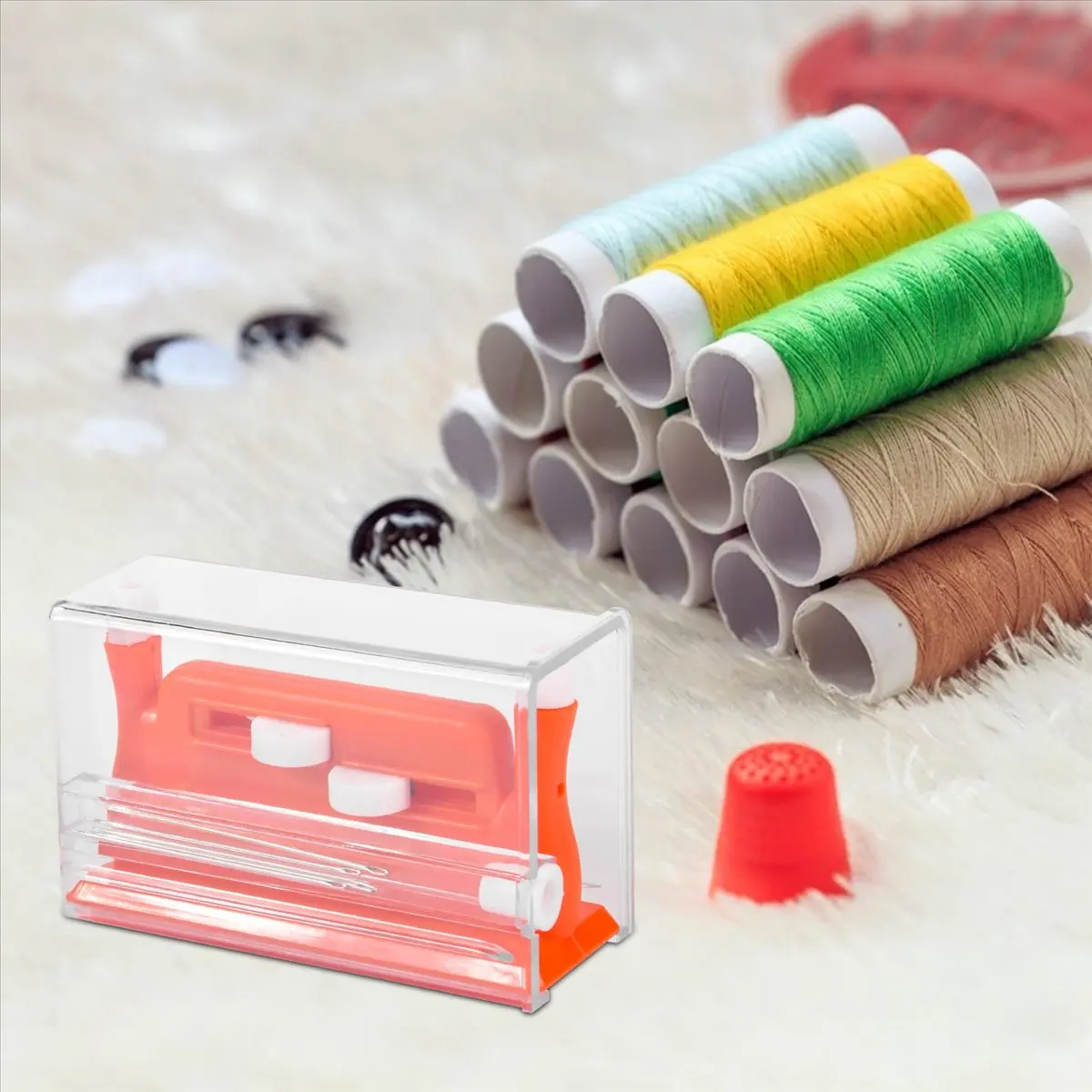 A78I 2Pcs Automatic Needle Threader,Sewing Tool Needle Threader,Automatic Needle Threaders for Hand Sewing (Green+Orange)