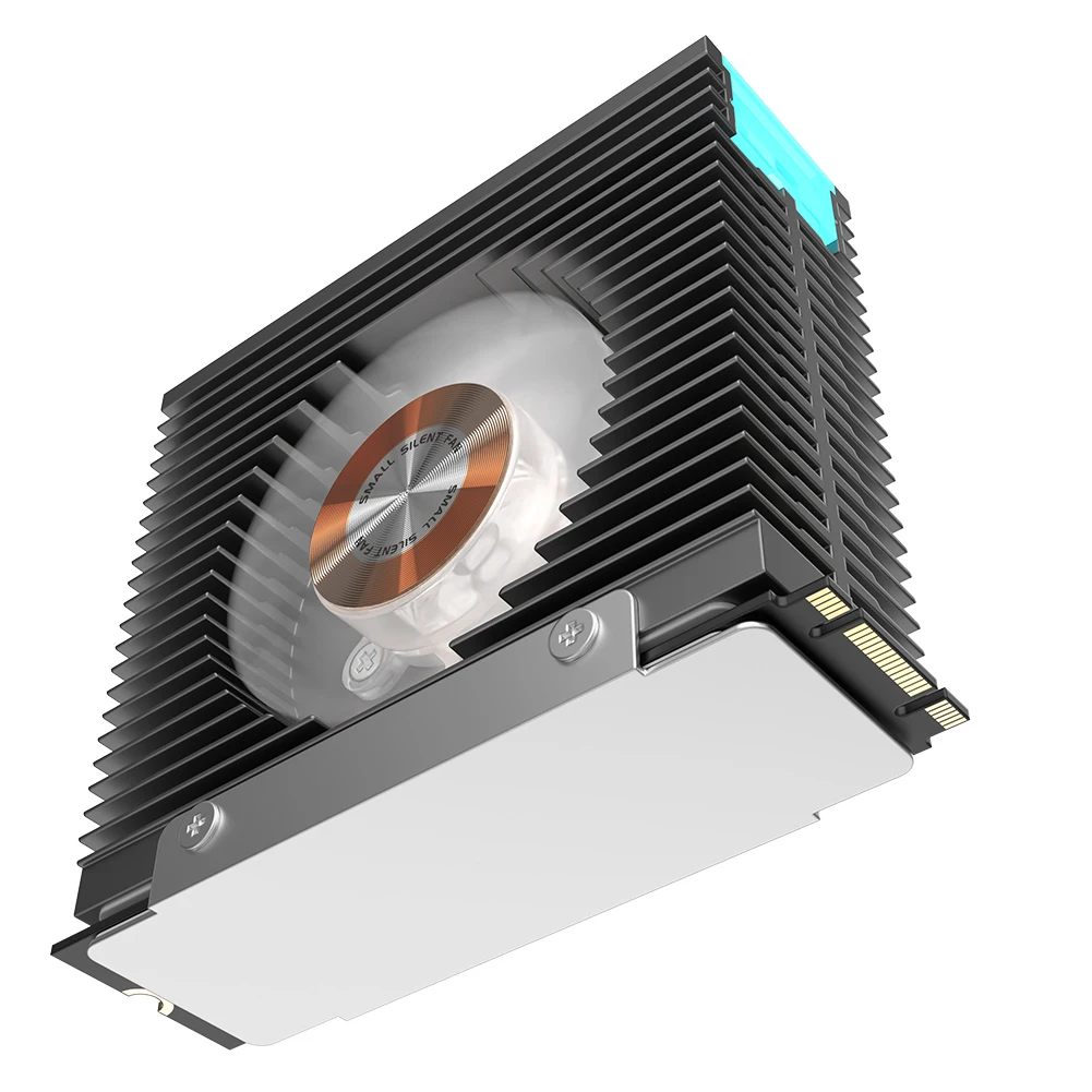 

ARGB M.2 2280 SSD Heatsink with Thermal Pad Radiator Heat Sink with 50MM PWM Dual Fan SSD Hard Disk Heatsink for M.2 Desktop PC