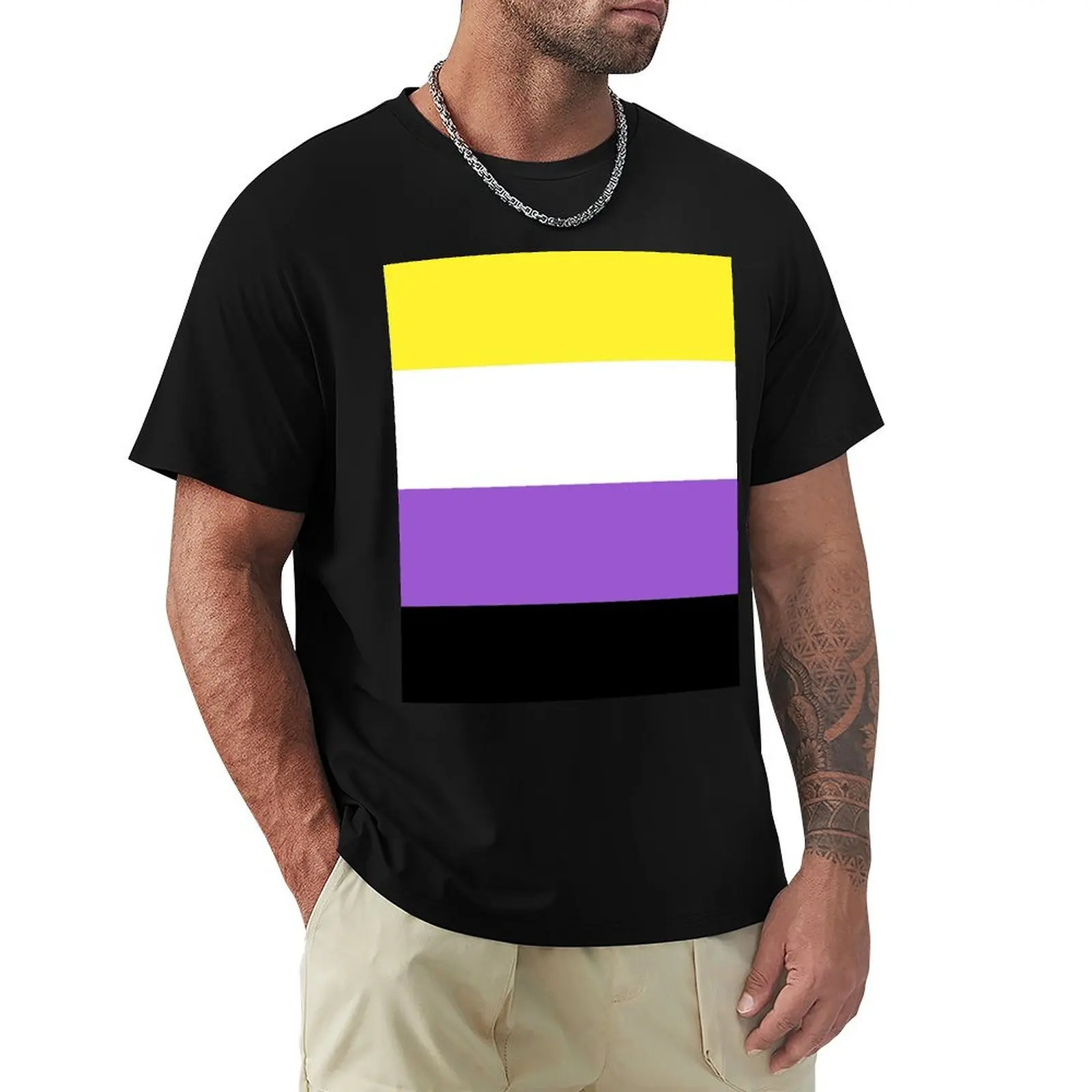 

Non Binary Pride Flag Genderqueer Flag T-Shirt Dry Fit Athletic Short Sleeve Shirt