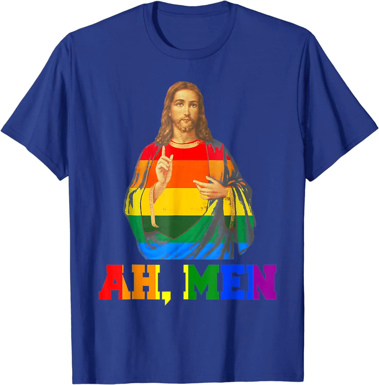 Jesus LGBT Christian Ah Men Gay Pride Rainbow Flag T-Shirt for Men Women Graphic T Shirts Men Clothing Cotton