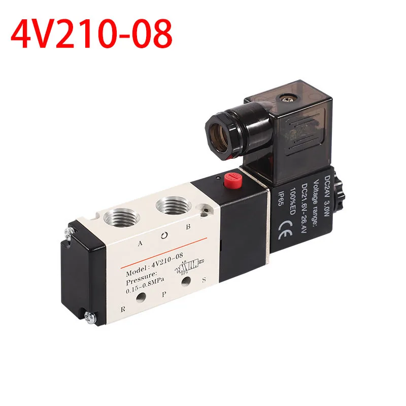 Pneumatic Electric Solenoid Valve 5 Way 2 Position Control Air Gas Magnetic Valve 4V210-08 12V 24V 220V Coil Volt