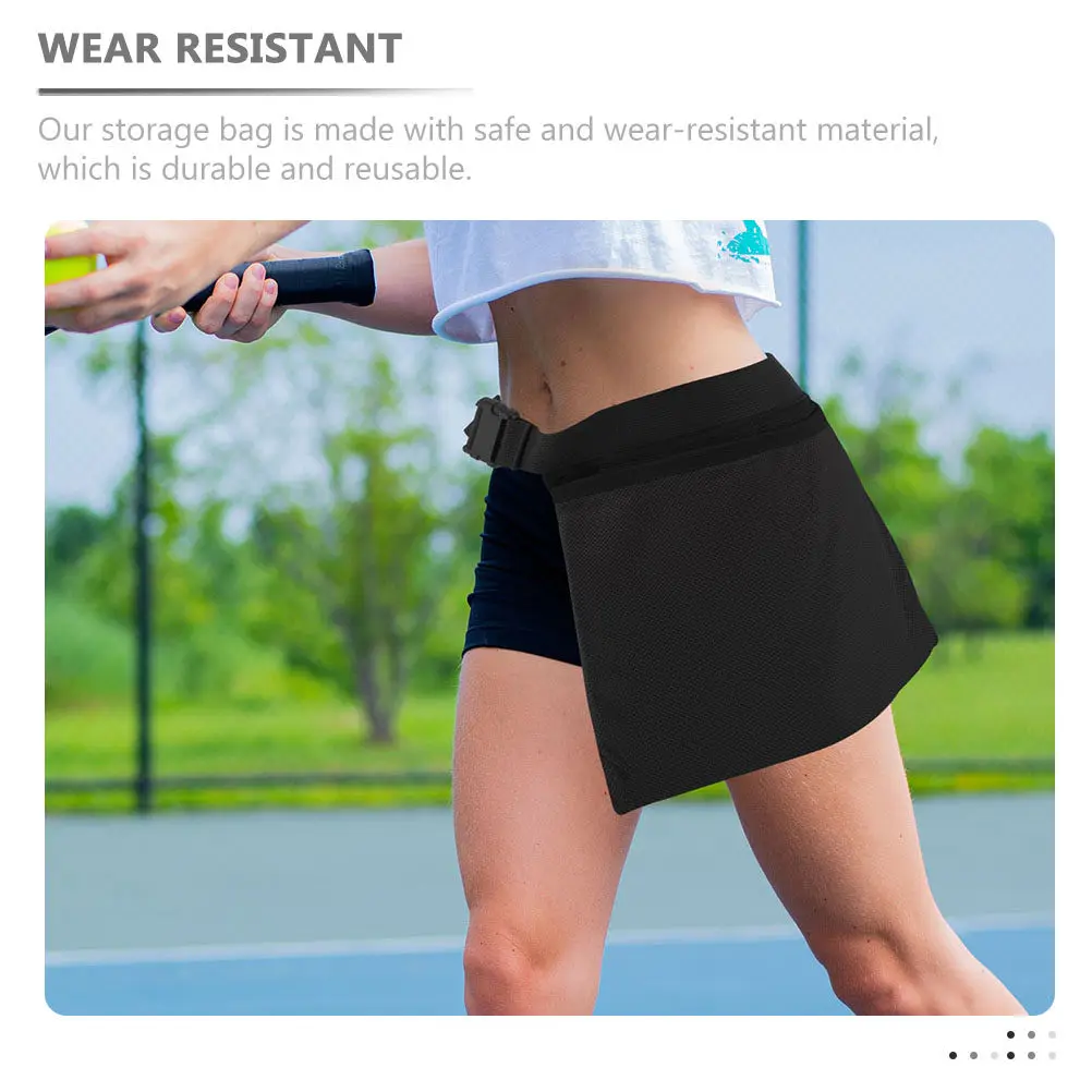 

2Pcs Multi-Function Waist Strap Tennis Ball Mesh Bag for Training Storage Hanging on Caddy Or Pouch Lightweight Wear-Resistant