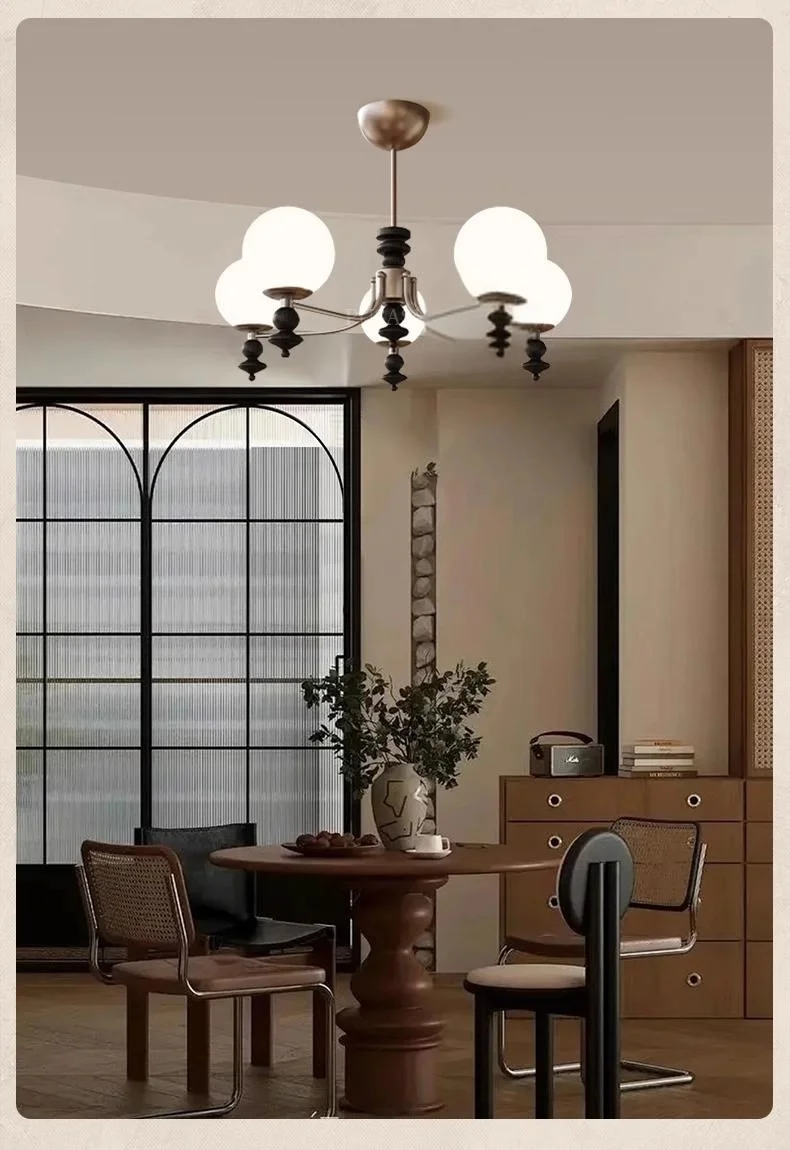 American Glass E27 LED Chandelier Foyer Nickel Pendant