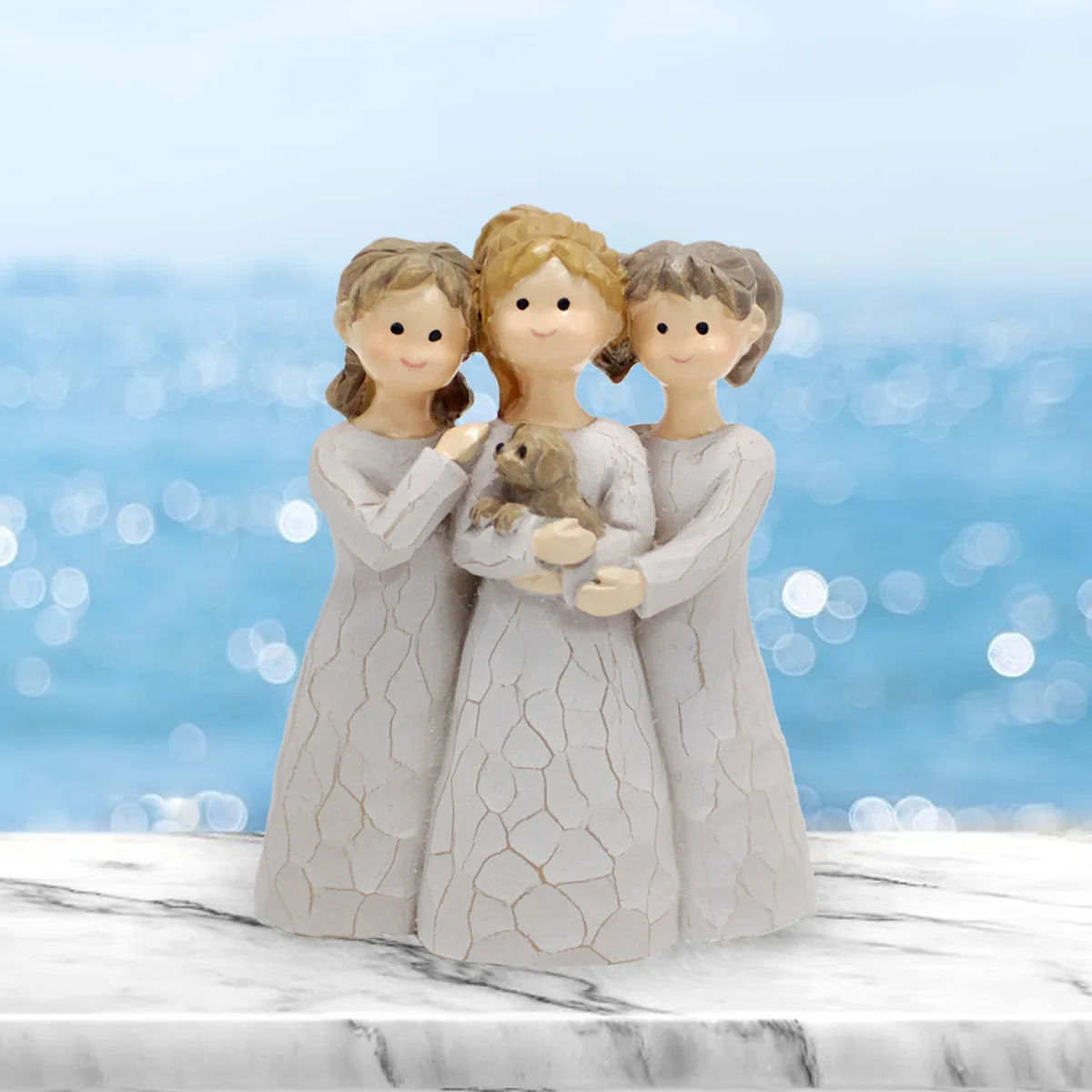 

Three Girl Holding Dog Statue, Tabletop Home Bedroom Decoration, Resin Decoration, Ideal Gift for Dog Lovers