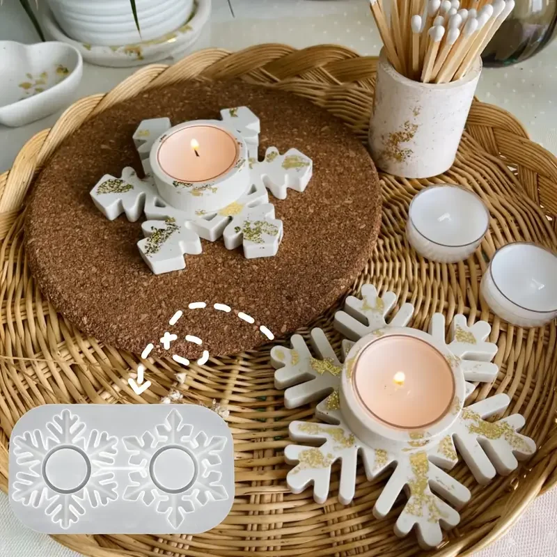 Mix Schneeflocke Silikon Kerzenständer Form Schnee Harz Kristall Form Schokolade Kerzenhalter Herstellung Werkzeug Home Decor Weihnachtsgeschenke