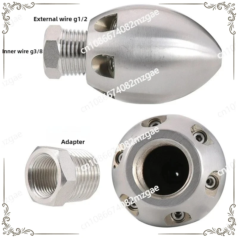 Stainless steel high-flow high-pressure cleaning machine municipal pipeline sewer dredge nozzle rat head 1front 6 rear water rat