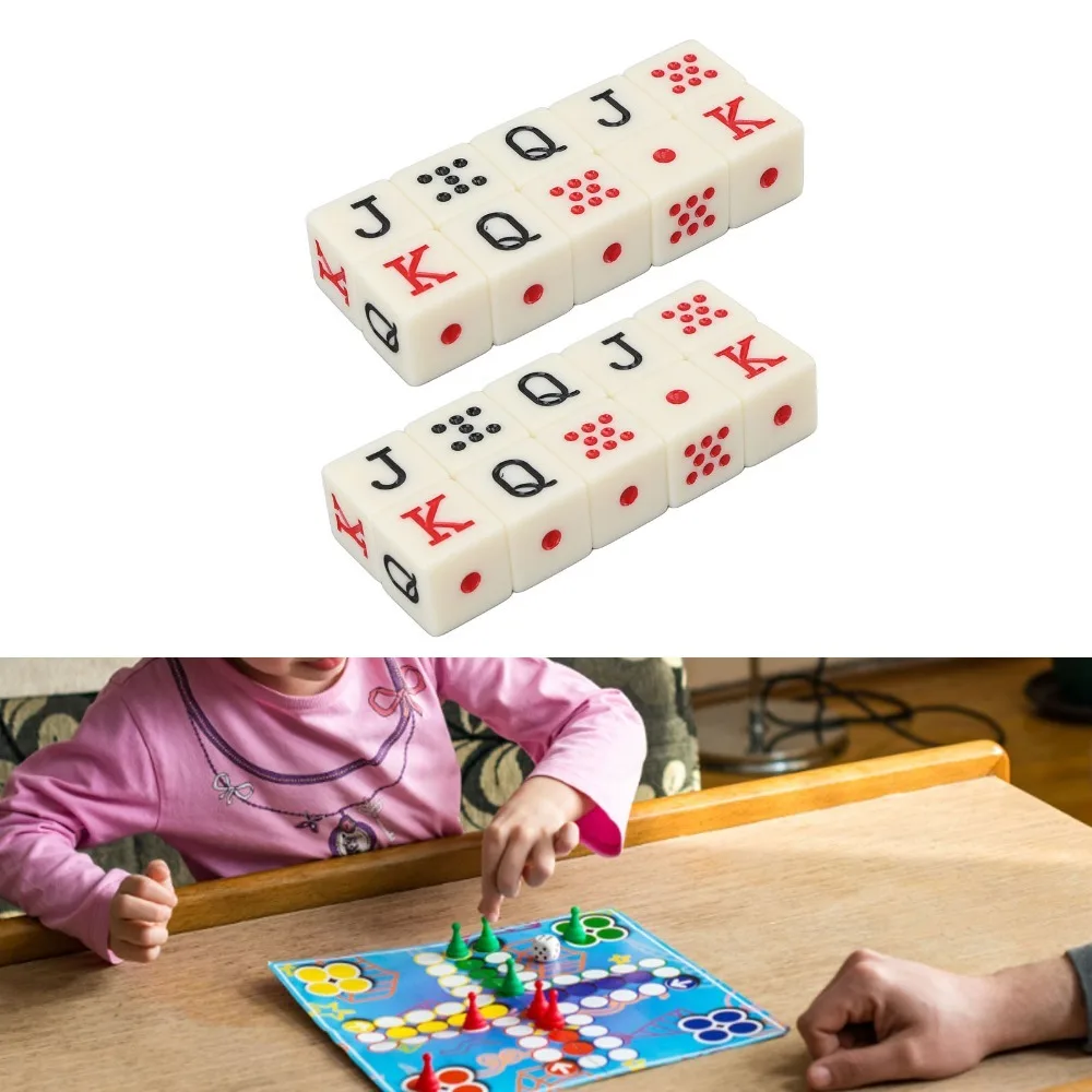 20PCS Fun 6 Sided Spanish Dice 16mm Plastic Square JQK Dice Table Game Dice Set for Family