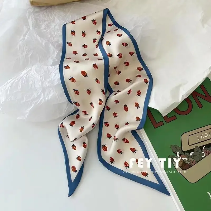 Set Serie Sciarpa in raso di seta Fasce per capelli in stoffa da donna Accessori per copricapo Sciarpe da donna Fascette per collo a nastro per manico della borsa/4 pezzi