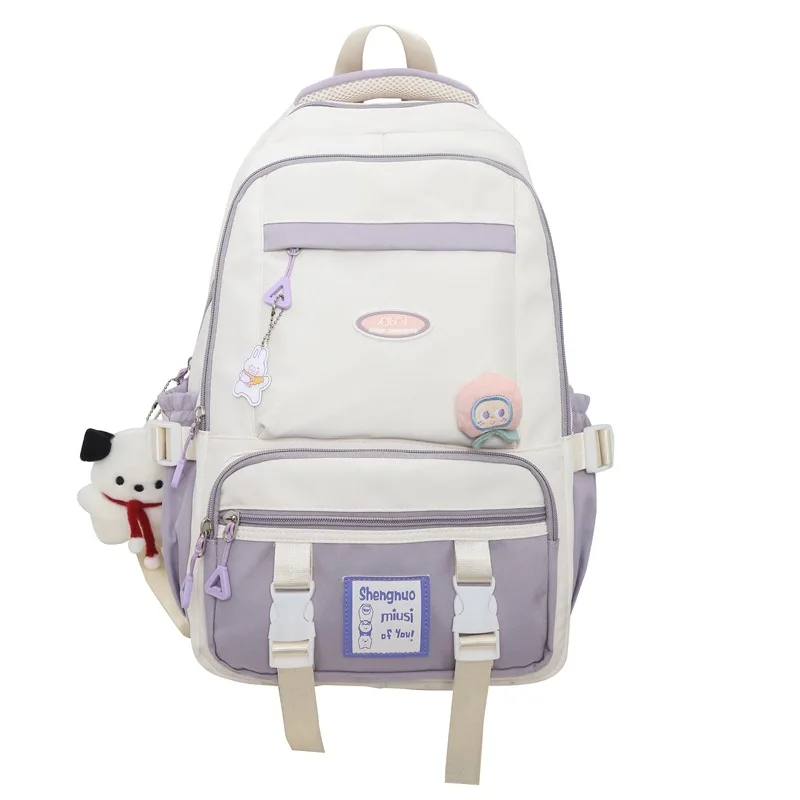 

New Primary School Student Schoolbag Female Junior and Middle School Students Contrast Color and Versatile Burden Alleviation Ba