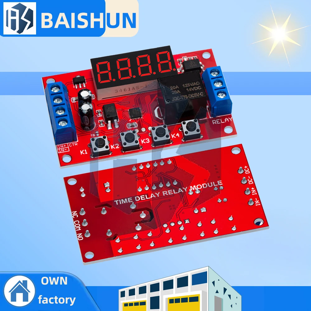 Instelbare tijdrelaismodule - DC 5V/12V/24V programmeerbare timer met LED-display en 10A laadvermogen