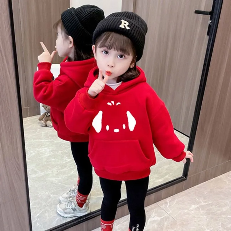 

Осень-зима 2022, детская утолщенная толстовка в корейском стиле на флисовой подкладке, милая и стильная детская толстовка унисекс