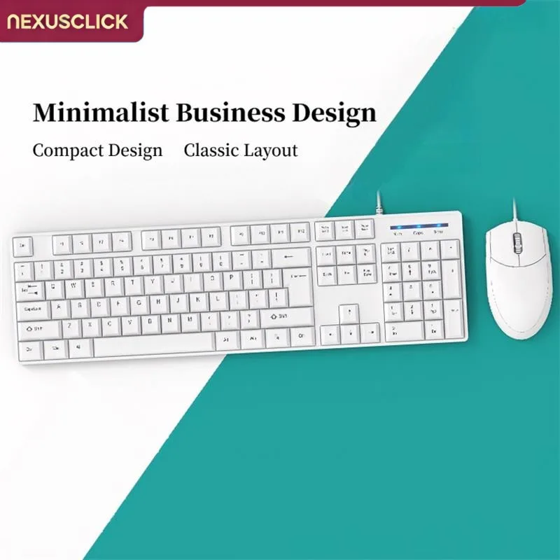 NexusClick Wired Desktop Keyboard Mouse Set, Durable Comfortable Hand Feel Cheap All-in-One PC Set for Computer office Daily Use view 3
