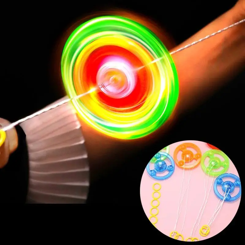 

LED Flashing Pull Line Flywheel Gyro Toy Hand Spinning Fitness Novelty Party Pinata Filler Holiday Present Kids Creative