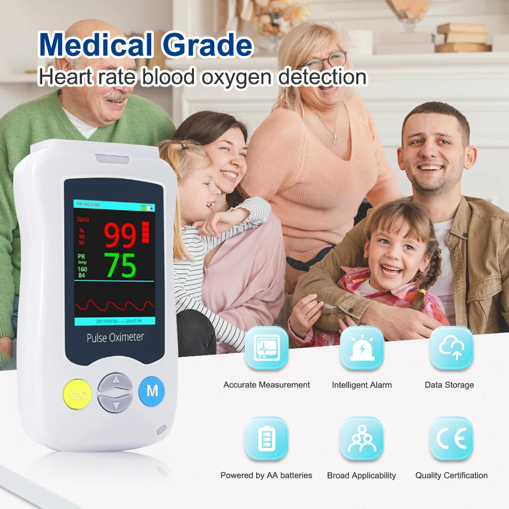 Resoxy Medical handheld pulse oximeter for newborns children adult handheld pulse oximeter blood oxygen HR monitor with memory