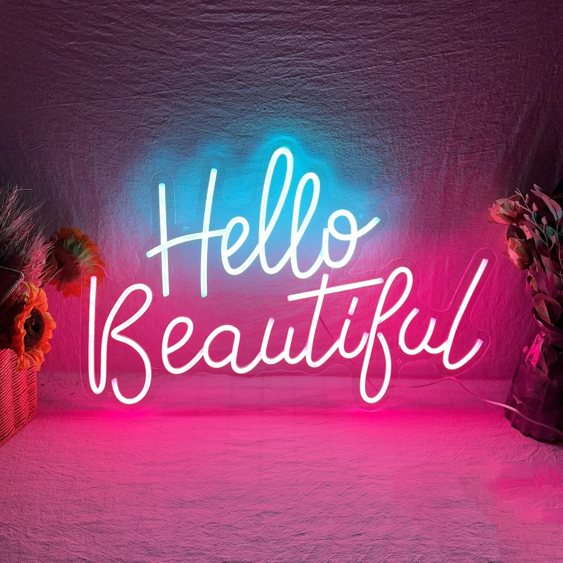 Hello Gorgeous Neon Sign, Beautiful LED Neon Light, Office and Living Room, Interior Design, Wall Art Decor