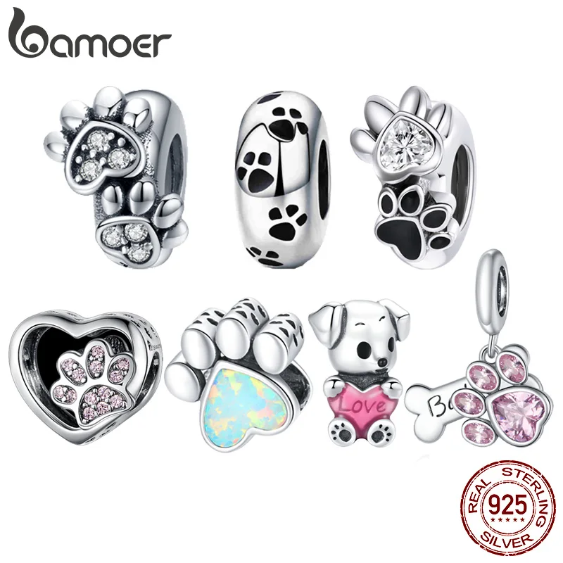 BAMOER 925 Sterling Silver Pet Animal Pendant Charm for Snake Bracelet or Necklace DIY Jewelry Making SCC1681