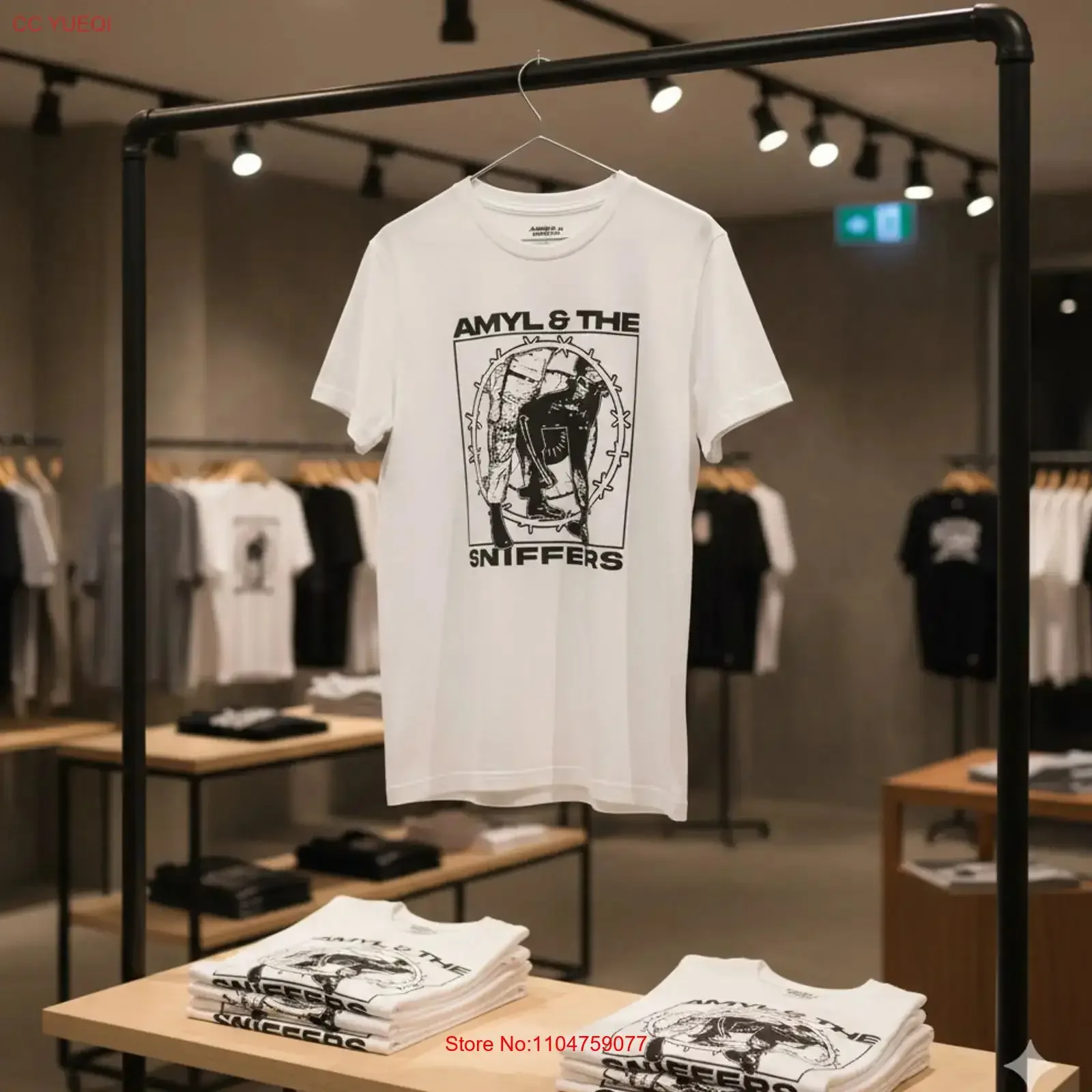 Amyl and The Sniffers Punk Rock Band T Shirt White T450 vintage Washed graphic Stretched Casual Breathable Soft homme Versatile