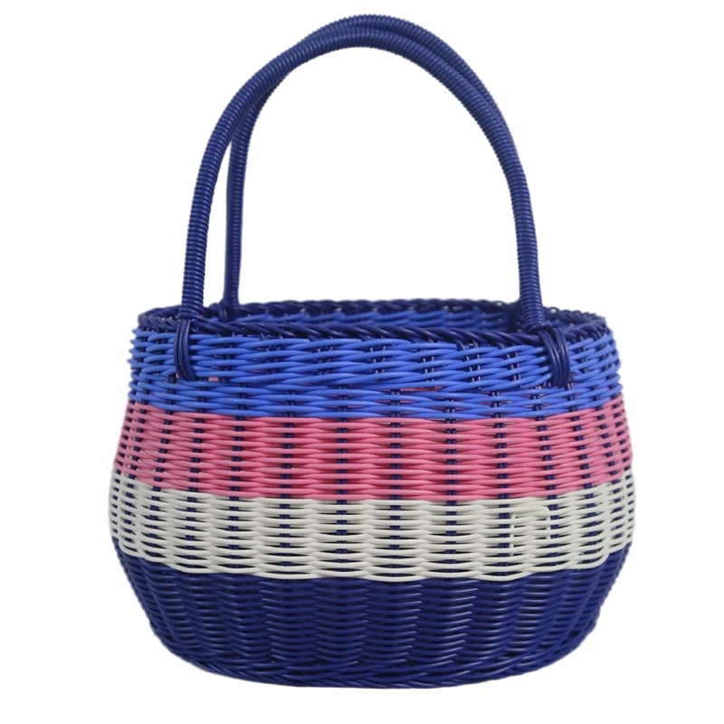 Four-Color Outdoor Picnic Basket, Imitation Rattan Woven Shopping Basket, Fruit Basket, Gift Basket