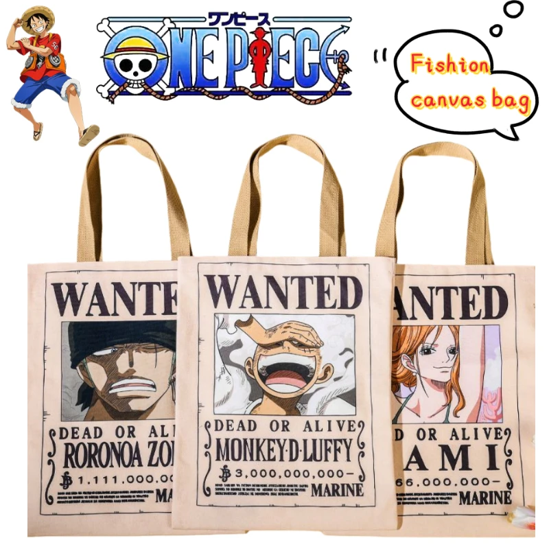 

New One Piece Monkey D. Luffy Roronoa Zoro Fashionable Personality Canvas Bag Student Large Capacity Shoulder Bag Handheld Bag