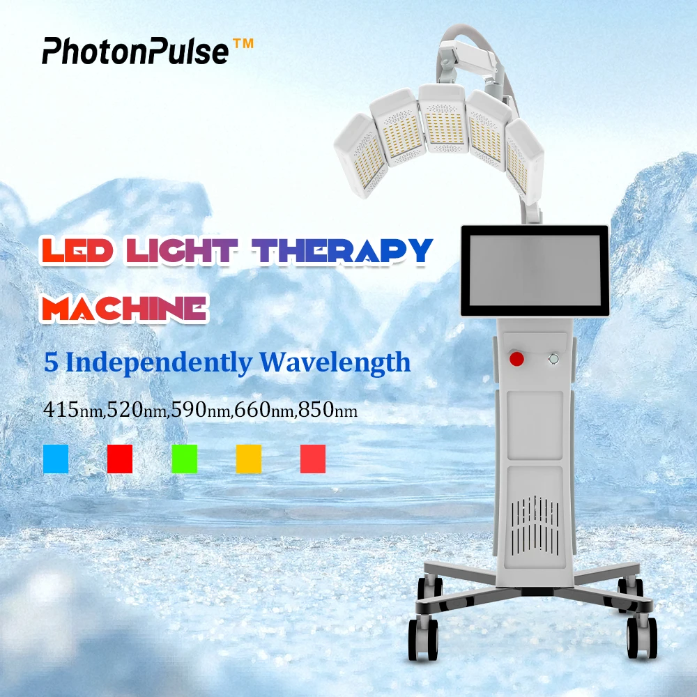 Red Light Therapy Panel for Full Body PDT with 5 Color LED for Professional Stand Use