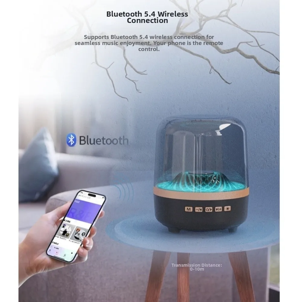 Bluetooth 5.4 HiFi Stereo Speaker Portable Multifunctional Wireless Soundbar Subwoofer Mini Night light Colorful Breathing Light