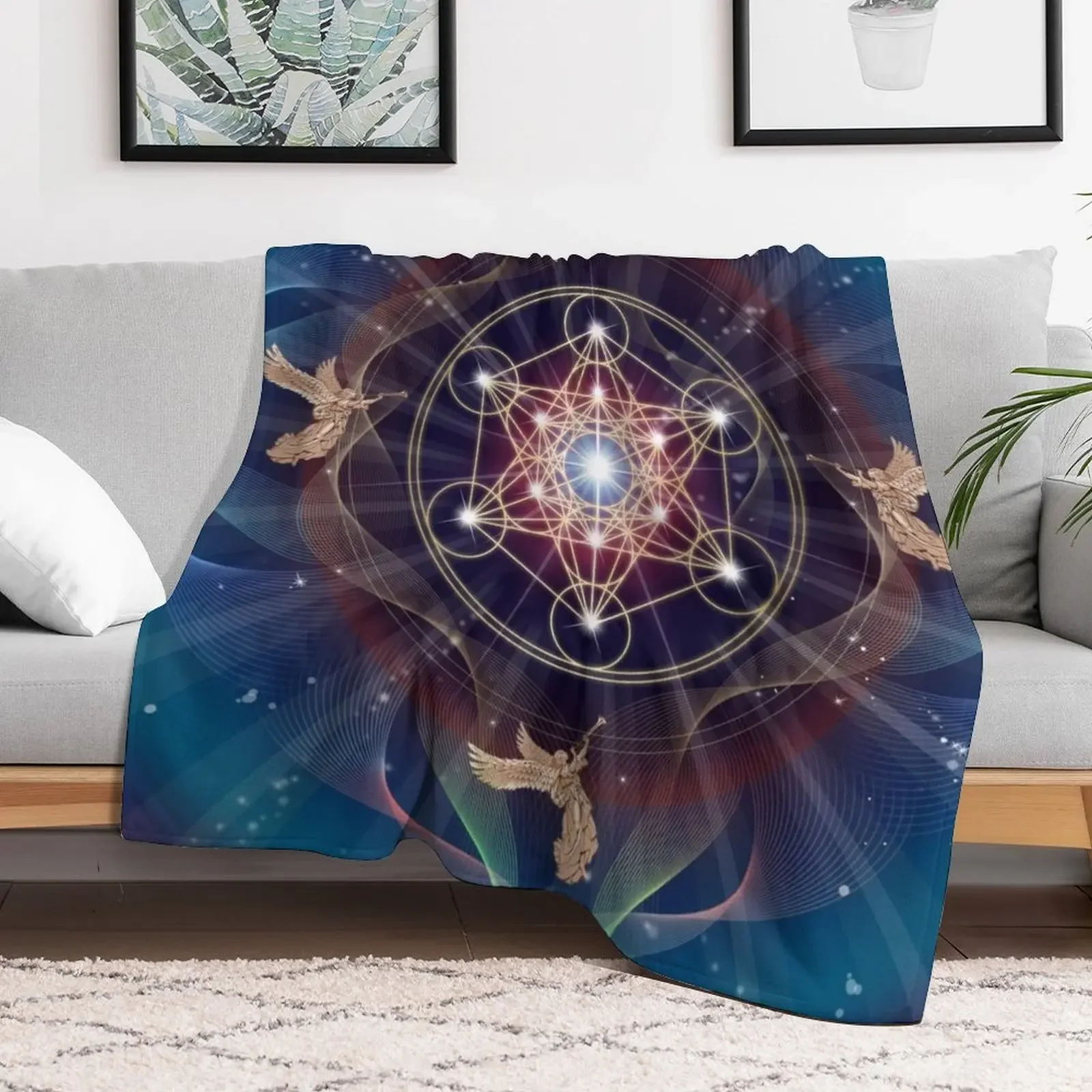 Metatron's Cube - Merkabah - Peace and Balance Throw Blanket Furry Designers Sofa Quilt Blankets