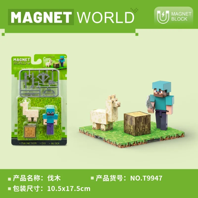 Minecraft Steve Mini Action Figures Anime Magnetic Blocks Model MC Game Figure Puzzle Assembled Toy Doll Boys Puzzle Statue Gift