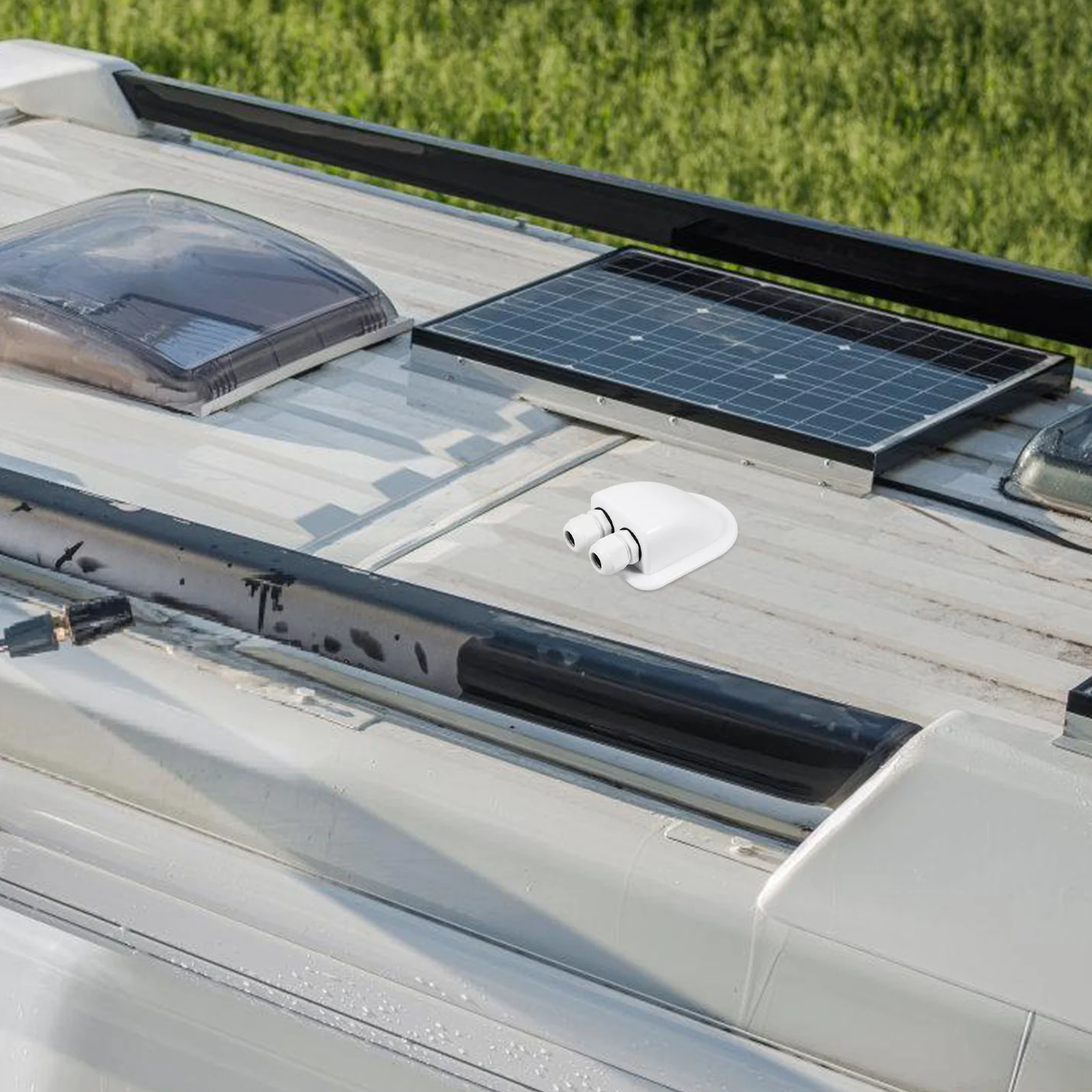 

Solar Cable Entry Gland Dual Wire Entry Box Roof Connector for Rv Yacht Camper Solar Panel Cable Glands Junction Box