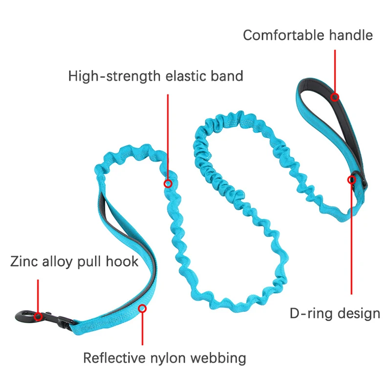 High Elasticity Double Handle Dog Tactical Leash Explosion-proof No Tangle Outdoor Training Walking Nylon Dog Leashes Dogs Items