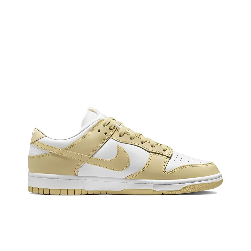 Original Nike Dunk Low \'Team Gold\' Men\'s Skateboarding Shoes Wear Resistant Fashionable Retro Off White Sneakers DV0833-100