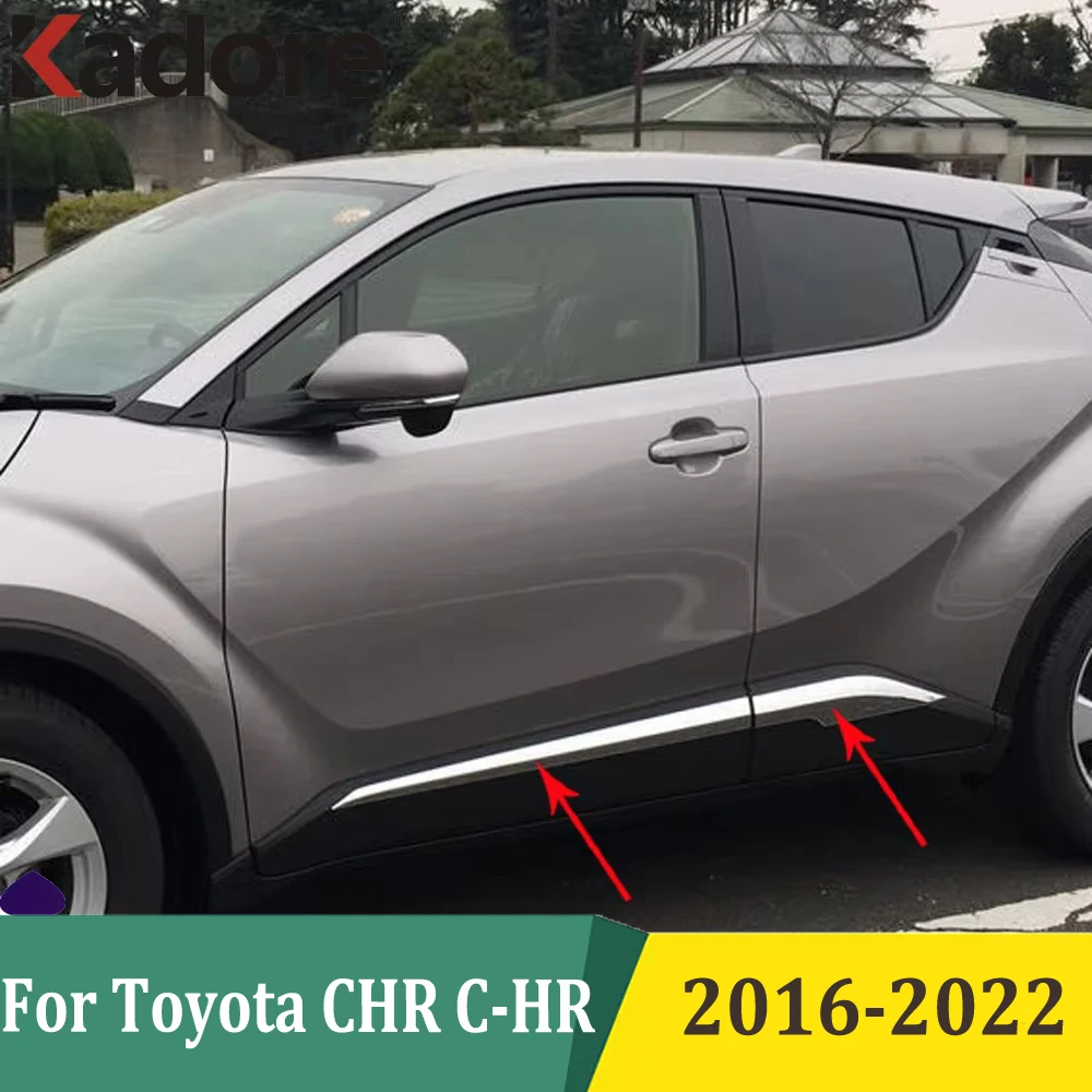 

Для Toyota CHR C-HR 2016-2022 хромированные молдинги для боковой двери автомобиля, накладка, украшение автомобиля, защитная пленка, аксессуары