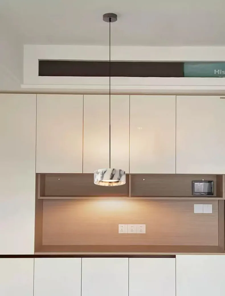 Natural Stone LED Chandelier Dimmable Wire Height Adjustable