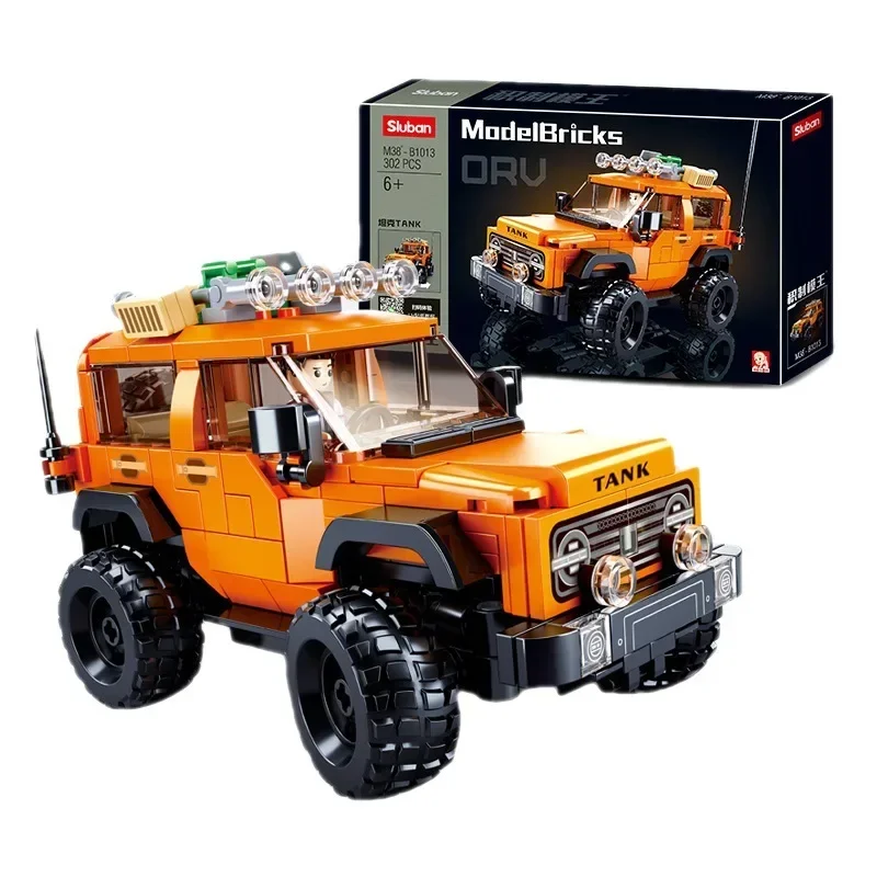 SLUBAN Assembled building block tank new ORV guard toy car decoration.