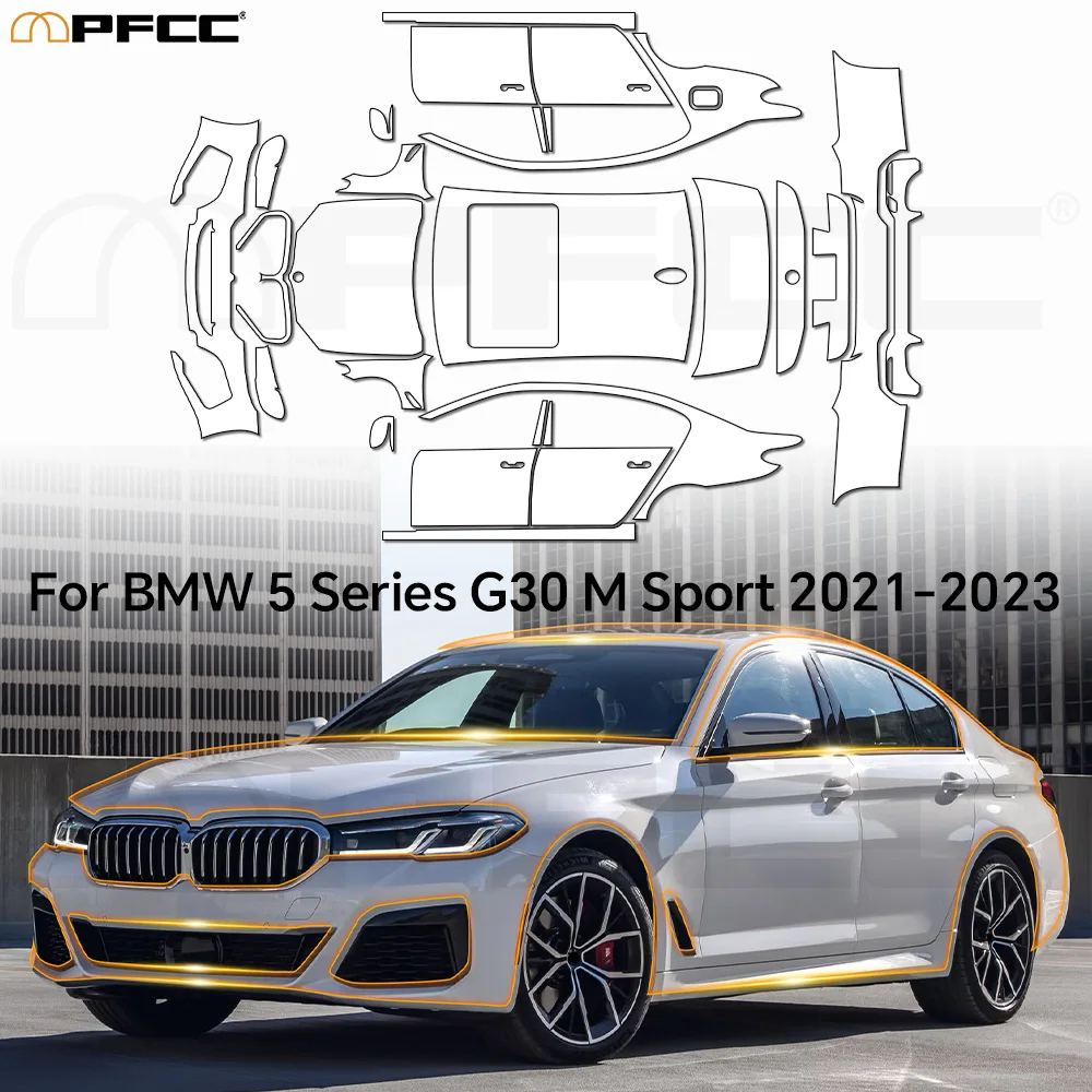 

9Mil Clear Vinyl Wrap TPU PPF Pre-Cut Paint Protection Film Full Vehicle Anti-Scratch Kit For BMW 5 Series G30 M Sport 2021-2023