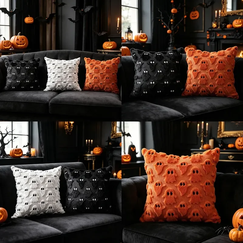 Cross Border Halloween Pumpkin Imp Ghost Pillowcase Pillow Cover ins Plush Cushion Fun Holiday Decoration