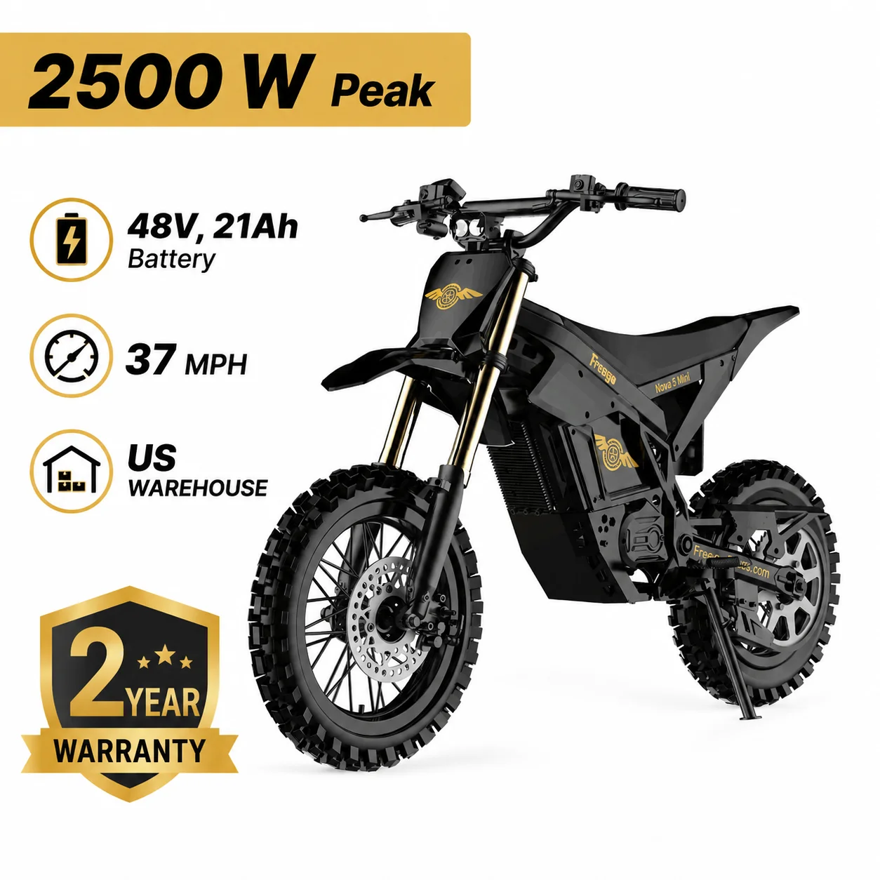 

Freego N5 Mini Electric Bike for Teens/Adults - 2500W Peak 37MPH 14''/12'' Tire 29.5'' Seat Height Hydraulic Brakes & Suspension