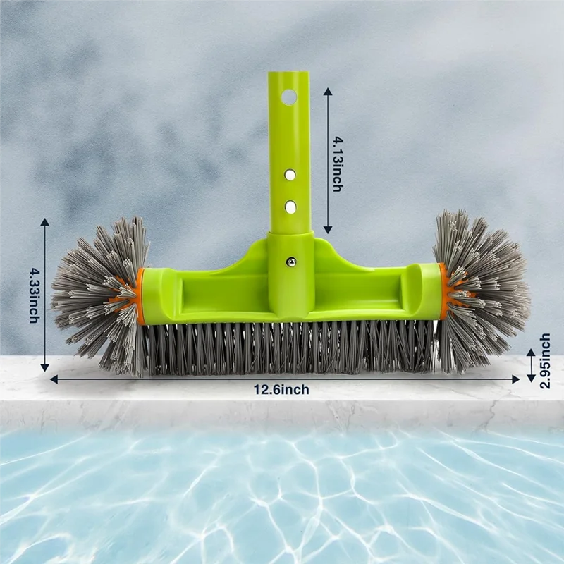 فرشاة حمام السباحة ABVA-13 بوصة بأطراف مستديرة، رأس فرشاة حمام السباحة لتنظيف جدران حمام السباحة، تتضمن مشبك EZ باللون الأخضر