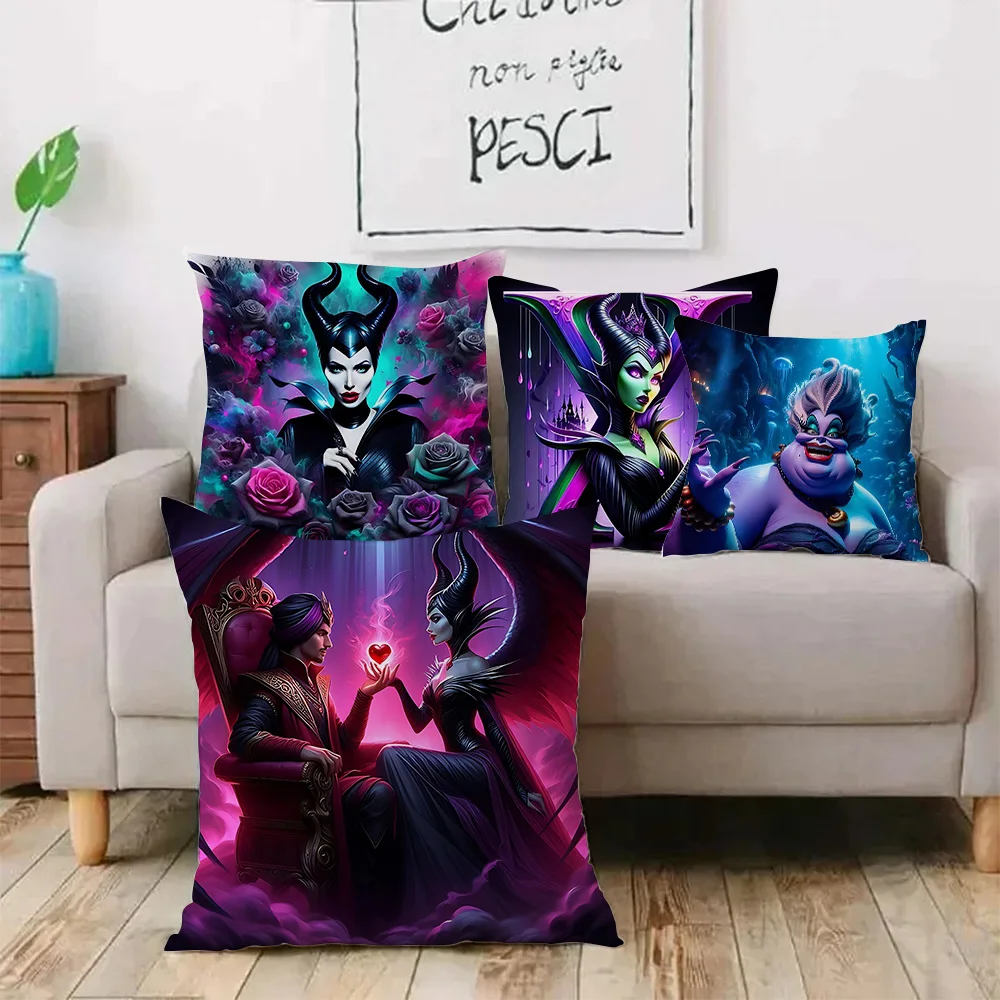 Princess Villains Queen Disneys Pillow Covers Cartoon Sofa Decorative Home Double-sided Printing Short Plush Cute Cushion Cover