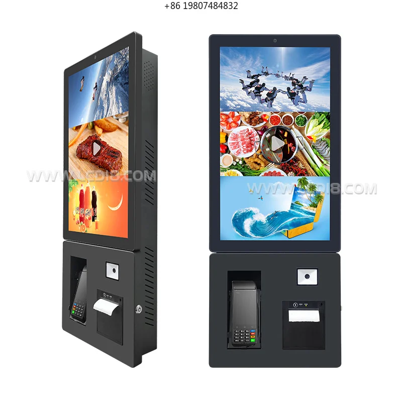 

24 Inch Android NFC Scanner Kiosk for Aliexpress, Portrait Restaurant Self Service Ordering Bill Payment Terminal