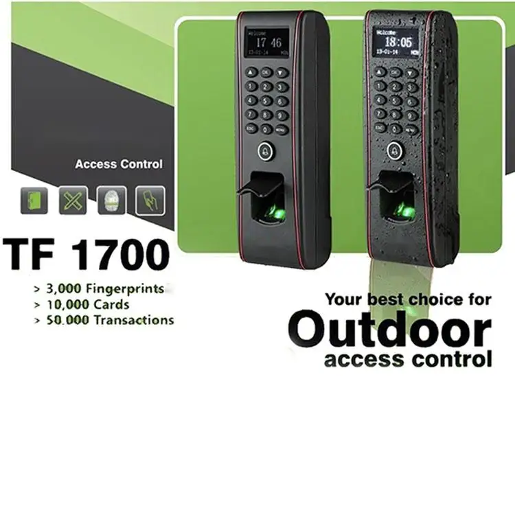 Zk software TF1700 IP65 Waterproof Outdoor Door Lock Smart Biometric Fingerprint time attendance Access Control