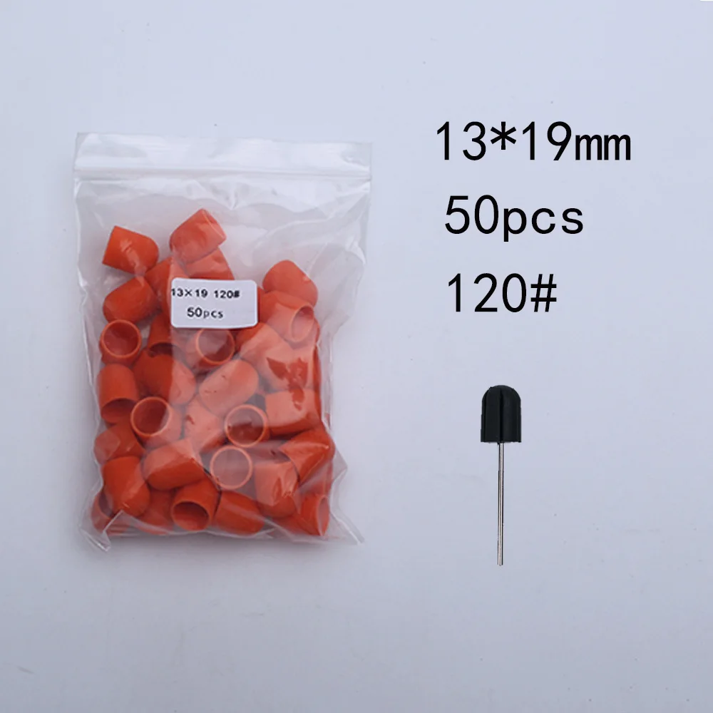 50 Stück Nagelschleifkappen mit Gummi-Pediküreblock – elektrische Bohrer für Fußnägel und Polieren.