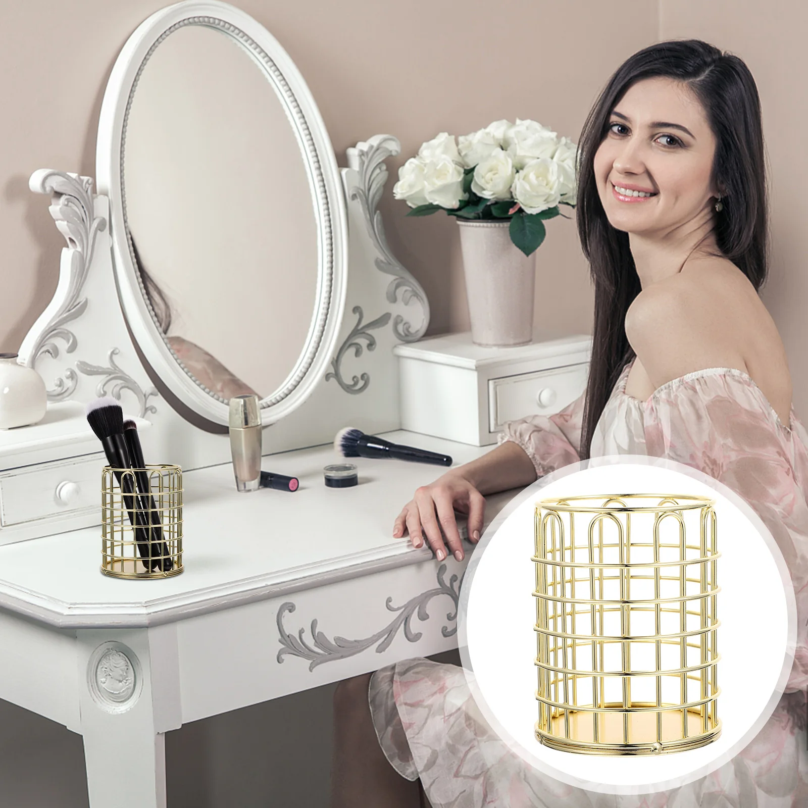 

Desktop Brush Storage Box Makeup Brush Organizer Elegant Makeup Container For Home Dormitory Box Stationery