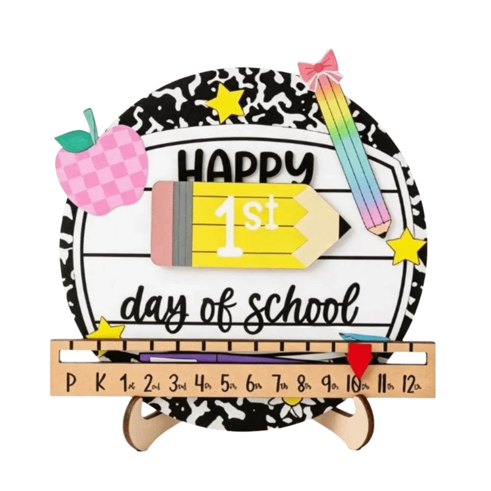 Creativity Wooden Day of School Sign Ornaments School Gift School Opening Decorations DIY Photo Prop Classroom