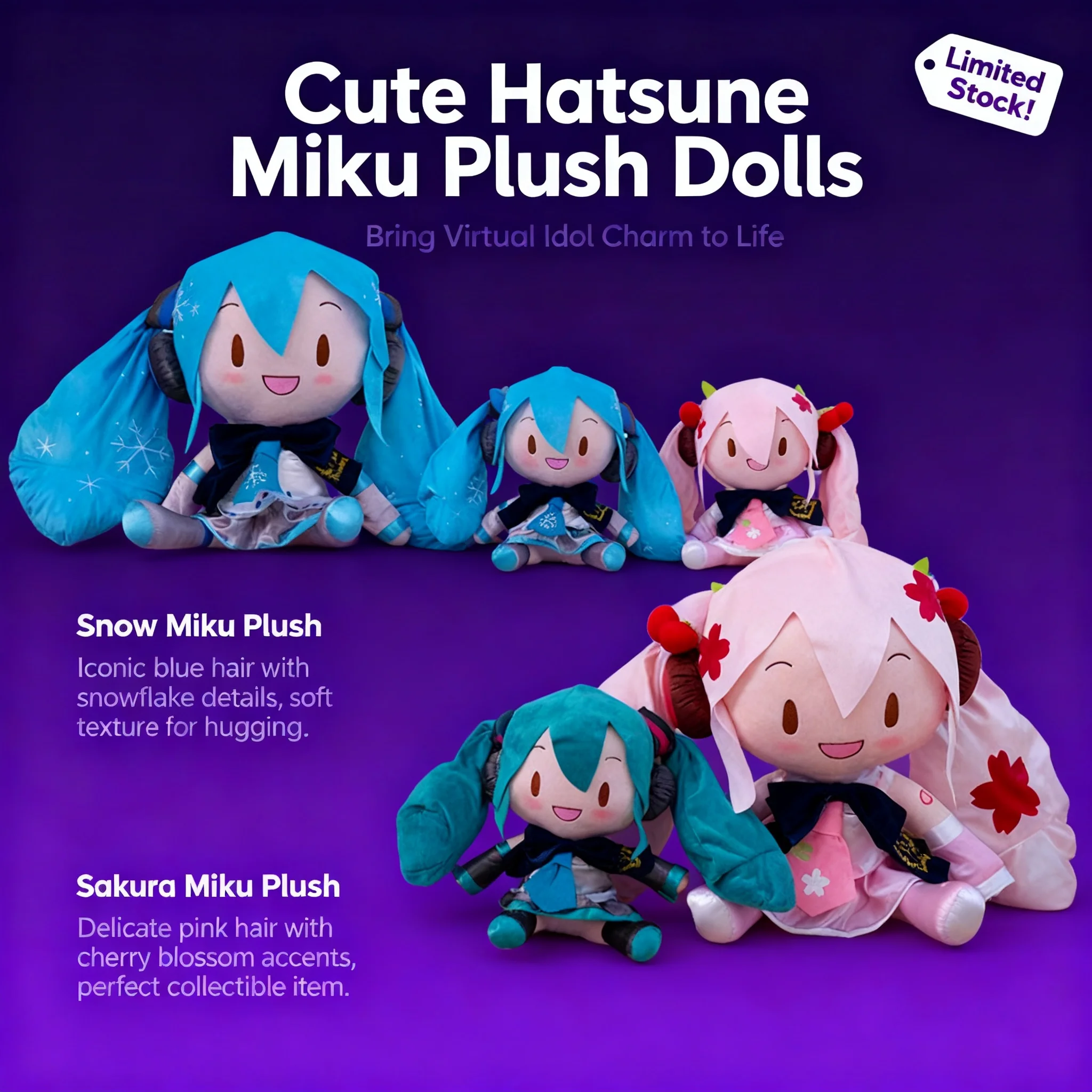 Muñeca de Peluche de Hatsune Miku de Bilibili Anime Fufu, Figura de Flor de Cerezo, Lindo Personaje de Mascota Japonesa