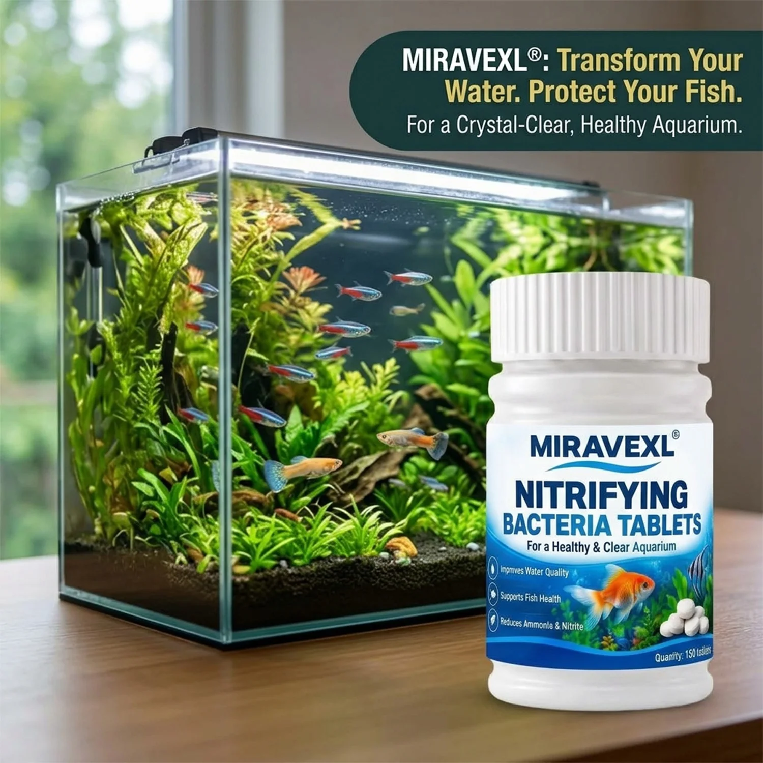 Nitrifying Bacteria Tablets for Aquarium, Rapid Water Clarifier & Bio Filter Starter, Decomposes Fish Waste, Ammonia & Nitrite
