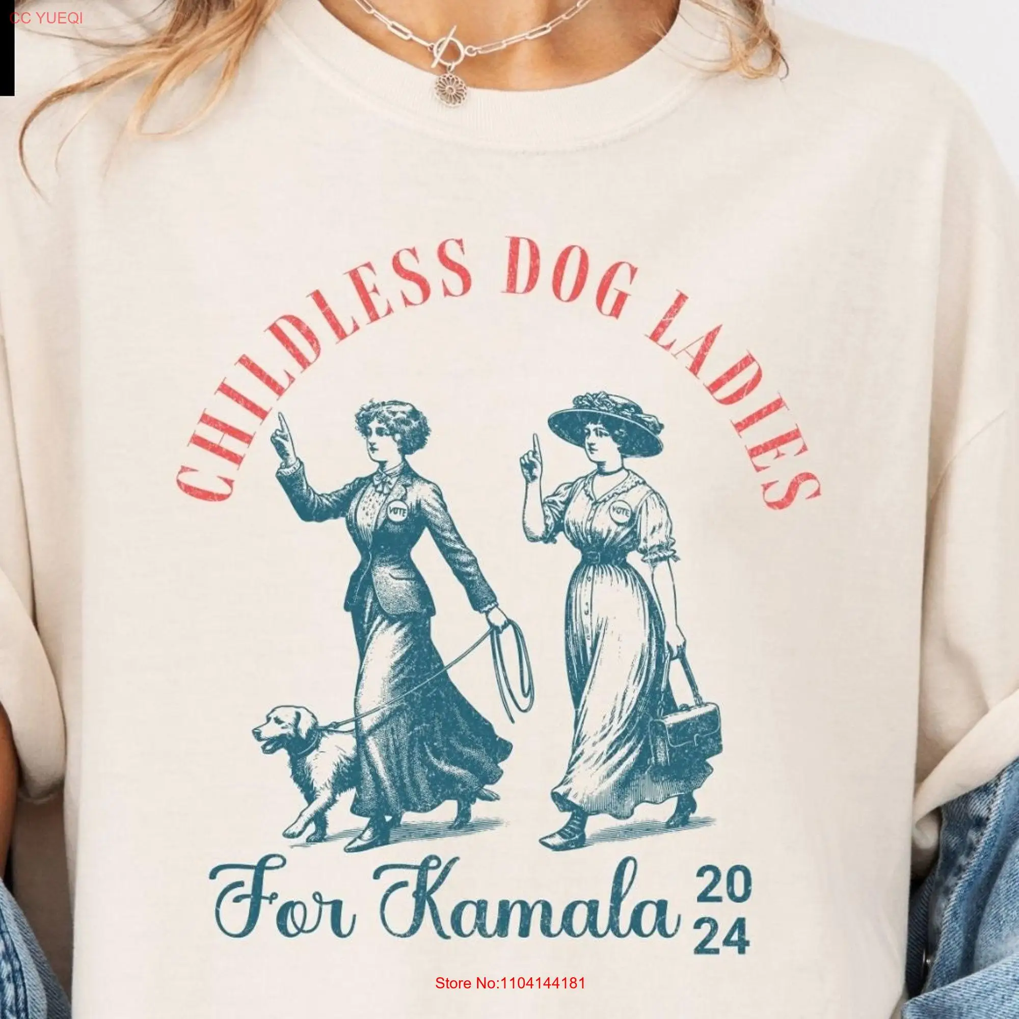 Vintage Childless Dog Ladies Vote Dogs for Kamala Harris 2024 Rally T Shirt Political Coconut Tree long or short sleeves