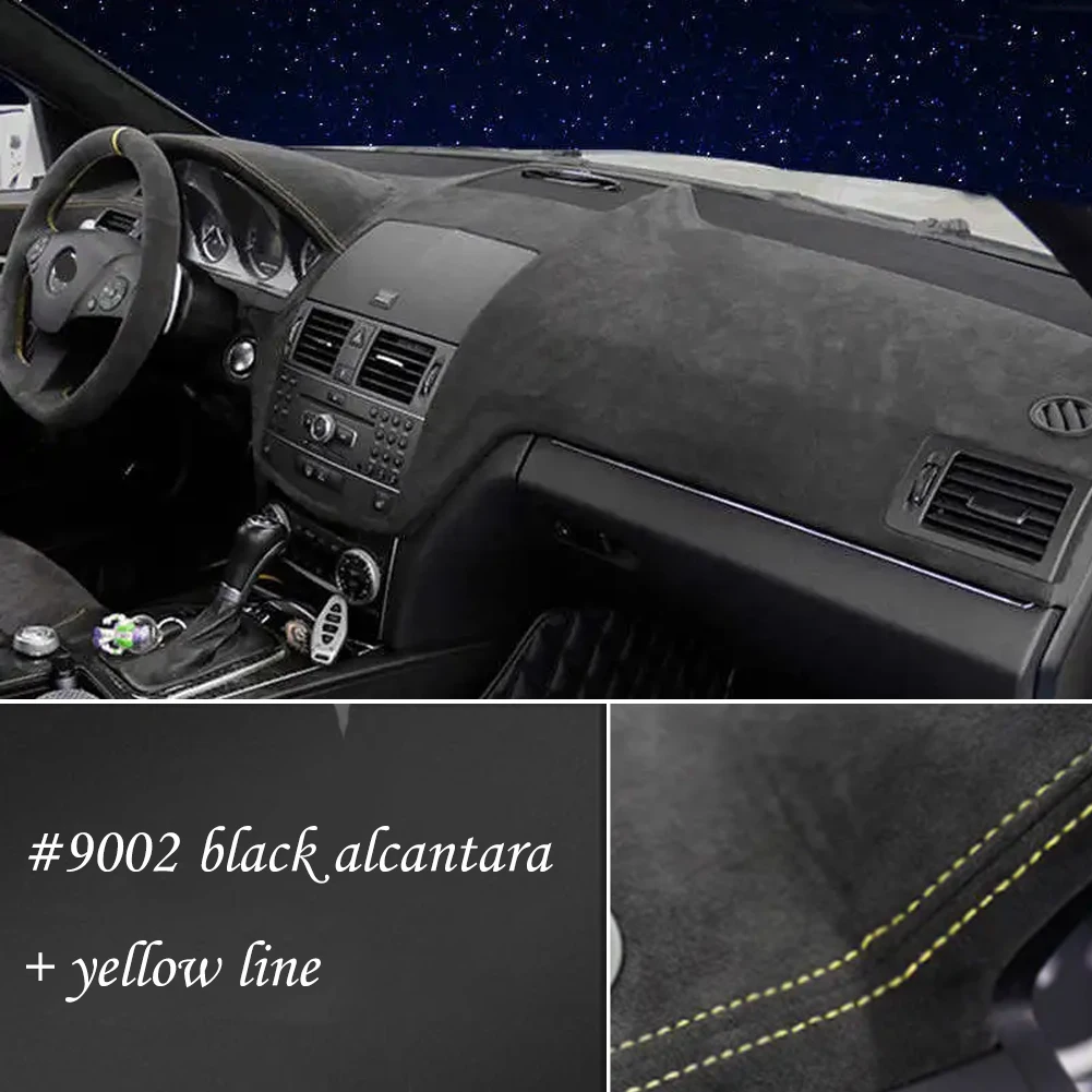 Custom Car Dashboard Cover Wrap in Alcantara for Mercedes Benz C Class 2008-2010 Mat Shade Cushion Pad Carpets Accessories