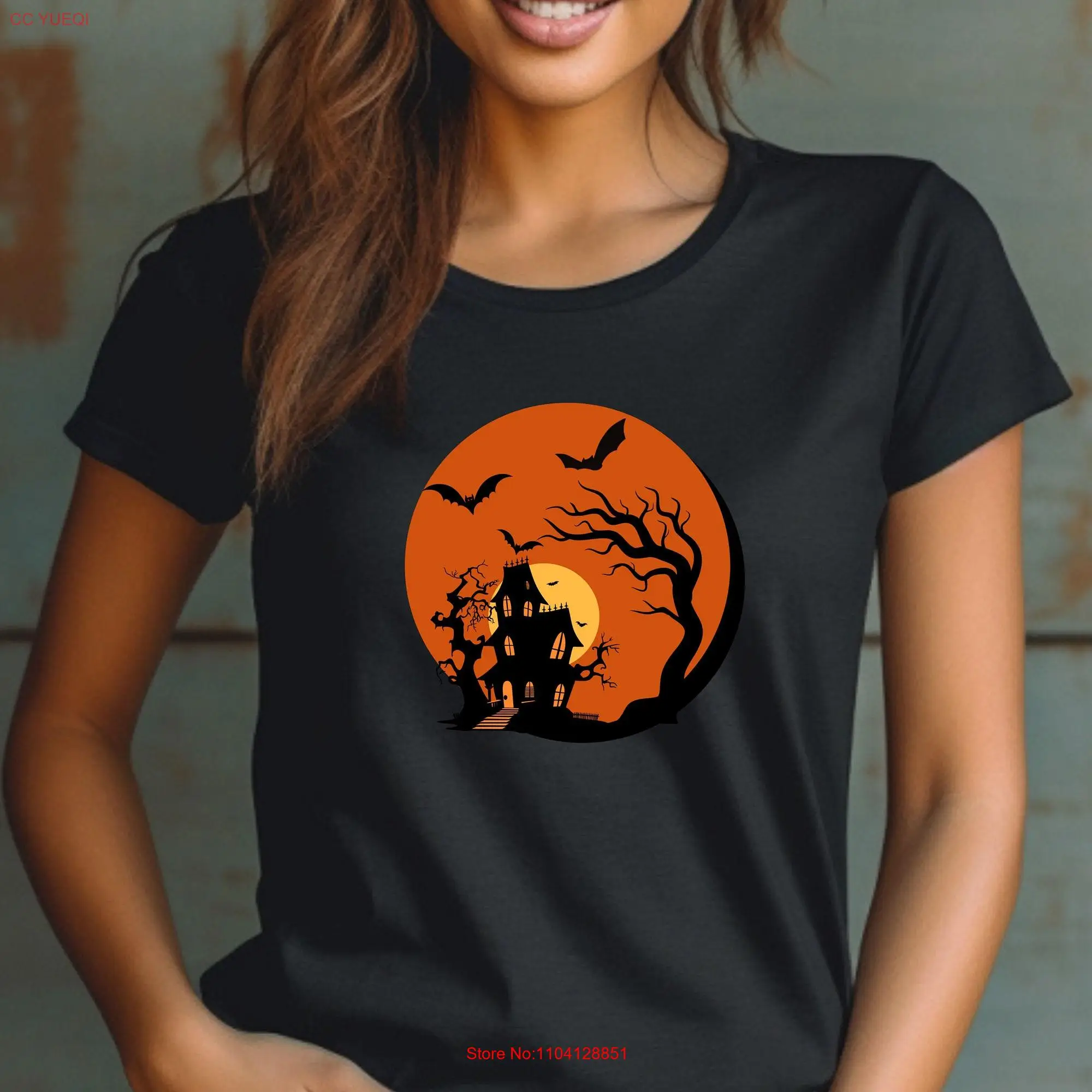 Spooky Halloween T Shirt Fun Haunted House long or short sleeves